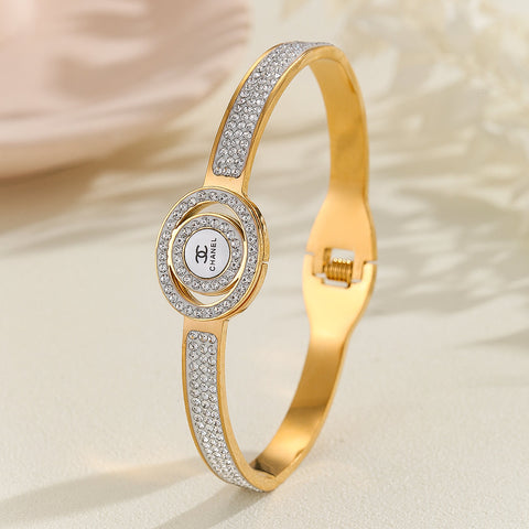 Buy Dropp™ Beautiful Gold Chanel Logo Bangle Bracelet