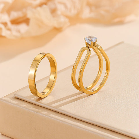 Buy Dropp™ Elegant Golden Dou Halo Ring