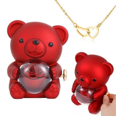 Buydropp® Eternal Rose Bear with Engraved Pendant