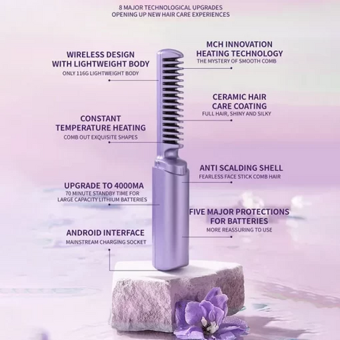 Buy Dropp™ Travel Comb Cordless Rechargeable Hair Straightener