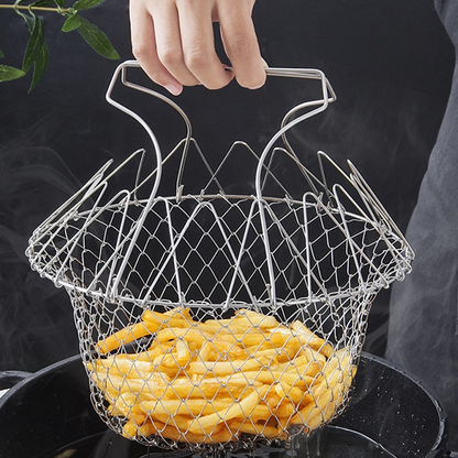 Buydropp® Multipurpose Foldable Stainless Steel Fry Basket