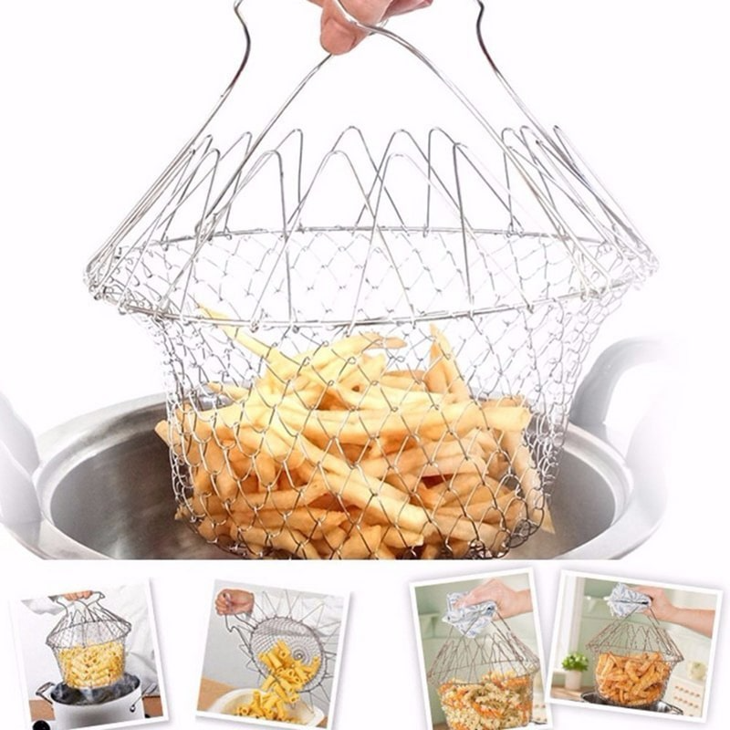 Buydropp® Multipurpose Foldable Stainless Steel Fry Basket