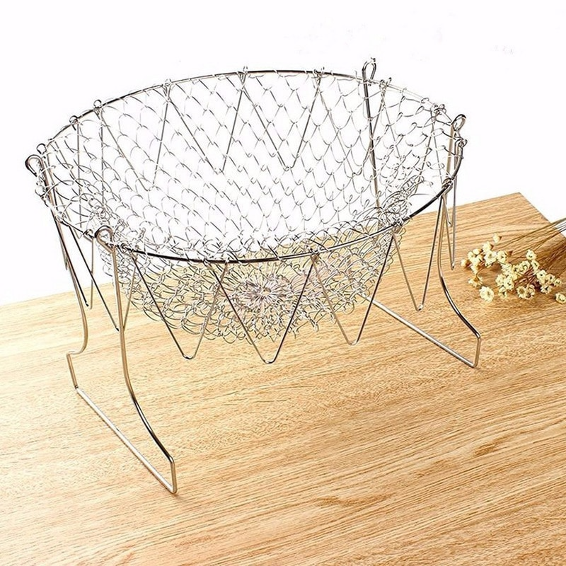 Buydropp® Multipurpose Foldable Stainless Steel Fry Basket